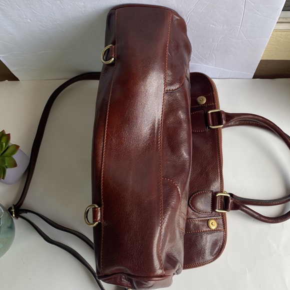 NWOT ALMA MINALO LEATHER HANDBAG/BACKPACK/BRIEFCASE- DARK BROWN - Picture 11 of 16